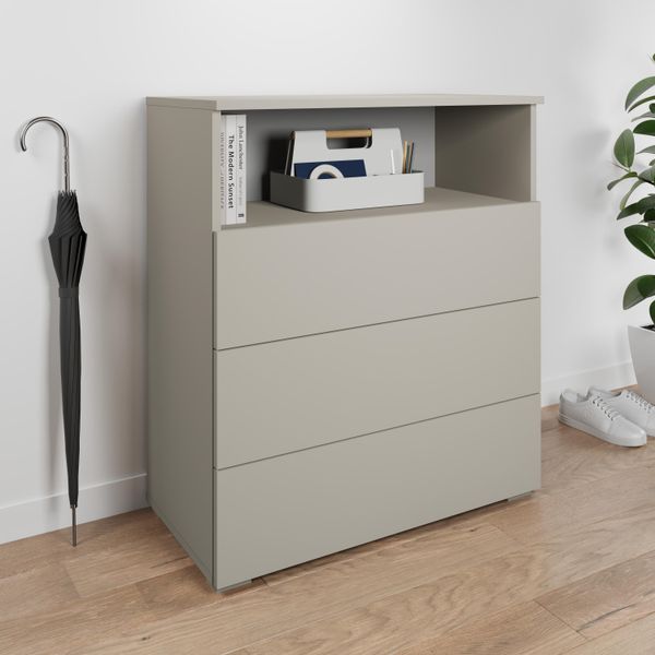 Kommode Otto Home "Paris", Beige (Kaschmir), B:70Cm H:80Cm T:35Cm, Sideboards, Kommode, Mit 3 SchubkäSten (Breite 70 Cm)-image