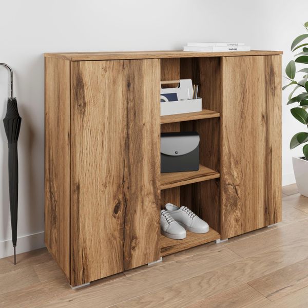 Schuhkommode Otto Home "Paris", Braun (Eichefarben Wotan), B:100Cm H:80Cm T:35Cm, Sideboards, Schuhkommode, Breite 100 Cm-image