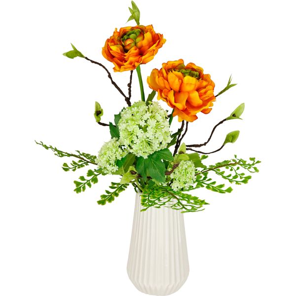 Kunstblume I.Ge.A. "Arrangement Ranunkel", Orange, B:23Cm H:44Cm L:14Cm, Kunstpflanzen, Vase Aus Keramik-image
