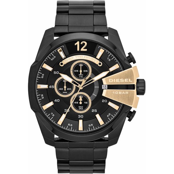 Chronograph Diesel "Mega Chief", Schwarz, Armbanduhren, Herren, Chronograph, Quarzuhr, Armbanduhr, Herrenuhr, Stoppfunktion, Edelstahlarmband-image