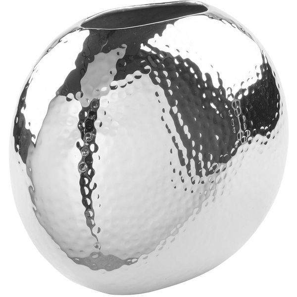Tischvase Fink "Luna", Silber (Silberfarben), B:11,5Cm H:20Cm T:23Cm, Eisen, Vasen, Vase, Dekovase Aus Eisen, Vernickelt, Mit LäNglicher ÖFfnung-image