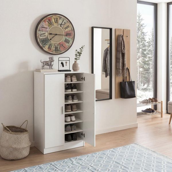 Schuhschrank FineBuy Flurschrank FlurmöBel Holz Weiß Schuhkommode Schuhregal-image