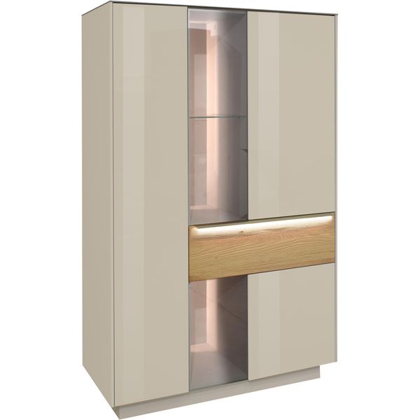 Highboard Mäusbacher "Nova", Kaschmir, B:96Cm H:151Cm T:42Cm, Sideboards, Highboard, Highboard, BHT 96/151/42 Cm, Inkl. Griffbeleuchtung, TüRdäMpfung-image