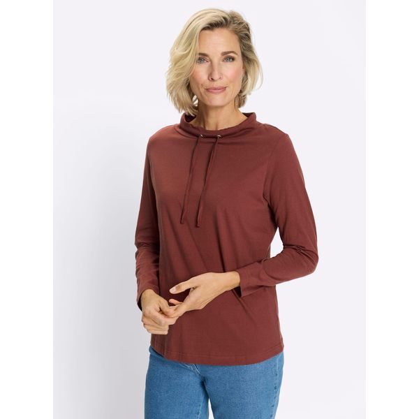 Langarmshirt Classic Basics "Langarm-Shirt", Damen, Gr. 40, Rotbraun, 100% Baumwolle, Unifarben, Rundhals, Shirts Langarmshirt-image