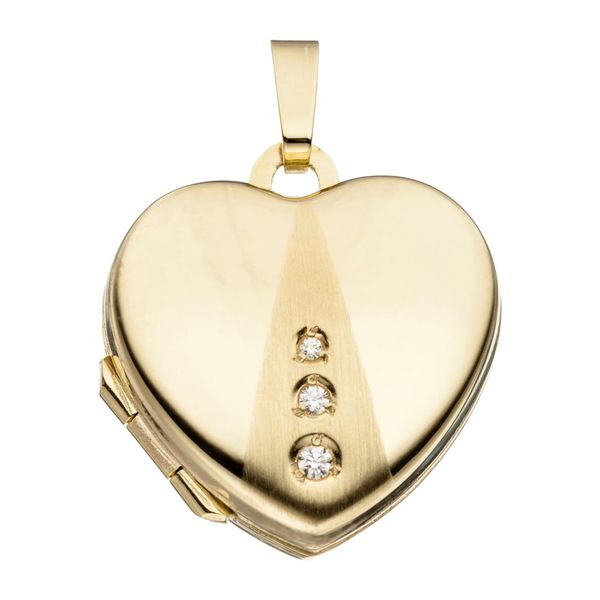MedallionanhäNger Jobo "AnhäNger Medaillon Herz", Gold (Gelbgold 333), SchmuckanhäNger, Damen, Gelbgold 333, 333 Gold Mit Zirkonia-image