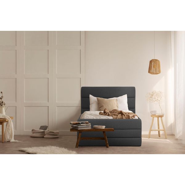 Polsterbett Home Affaire "Merrit", Grau (Anthrazit), B:103Cm H:124Cm L:214Cm, Struktur (70% Recyceltes Polyester, 30% Polyester), Betten, Polsterbett Ohne Bettkasten Polsterbett, Quernaht Im Kopf- Und FußTeil, In 5 Breiten, Auch In 220 Cm LäNge-image