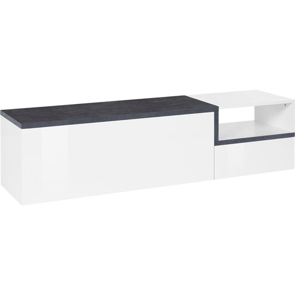 Lowboard Home Affaire "Zet", Weiß (Weiß Hochglanz, Zement), B:160Cm H:46Cm T:40Cm, Sideboards, Lowboard, Breite 160 Cm-image