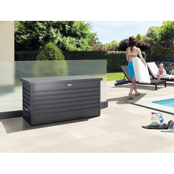 Aufbewahrungsbox BioHort "Freizeitbox 180", Grau (Dunkelgrau), B:181Cm H:71Cm T:79Cm, Stahl, Aufbewahrungsboxen, Aufbewahrungsbox, Bxtxh: 181X79X71 Cm-image