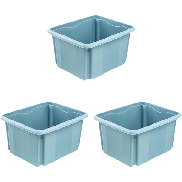 Aufbewahrungsbox keeeper "Emil, 3Er Set, 24 L, 41 X 34,5 X 22 Cm", Blau (Nordic Blau), B:41Cm H:22Cm T:34,5Cm, Kunststoff, Aufbewahrungsboxen, Aufbewahrungsbox, Ineinander Und Aufeinander Stapelbar-image