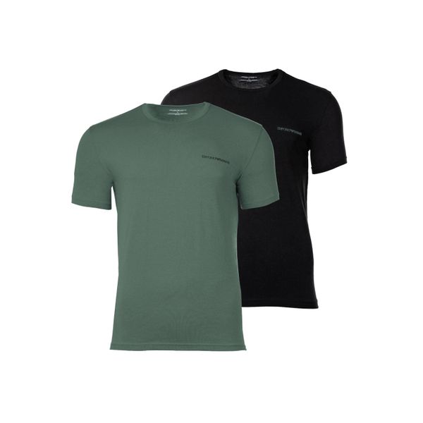 T-Shirt Emporio Armani "T-Shirt Core Logoband 2Er Pack", Herren, Gr. L, Bunt (GrüN, Schwarz), Obermaterial: 95% Baumwolle Co. 5% Elasthan El., Shirts T-Shirt-image