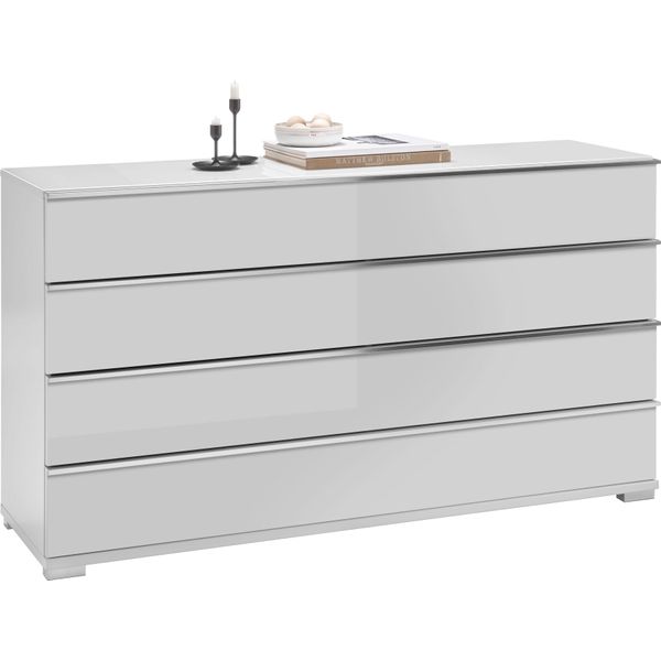 Schubkastenkommode Musterring "Imola W", Weiß, B:149Cm H:82Cm T:42Cm, Floatglas, Holzwerkstoff, Sideboards, Mit Selbsteinzug Und DäMpfung-image