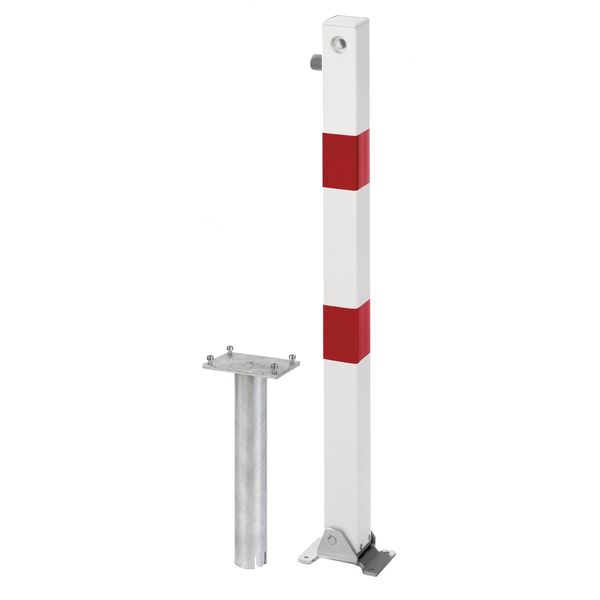 Absperrpfosten Alberts "Klappy-Bo, Eckig, Umlegbar", Rot (Weiß), B:16Cm L:140Cm, Stahl, SicherheitsschlöSser, Feuerverzinkt, Zum Einbetonieren, Profilzylinderschloss-image