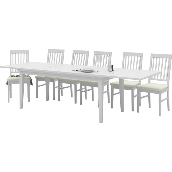 Esstisch Home Affaire, Weiß, B:180Cm H:76Cm T:95Cm, Tische, Esstisch, Holzoptik, VerläNgerbar Durch Extra Bestellbare Ansteckplatten-image