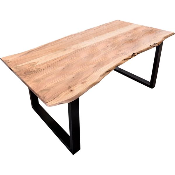 Esstisch Sit "Yangon Akazie Massivholz Baumkantentisch Mit Stahl-Kufengestell", Beige (Natur), B:180Cm H:77Cm T:90Cm, Tische, Rechteckiger Esstisch Esstisch Holz-Esstische KüChentisch, NatüRliche Baumkante Aus Massiver Akazie Trifft Stahlgestell-image