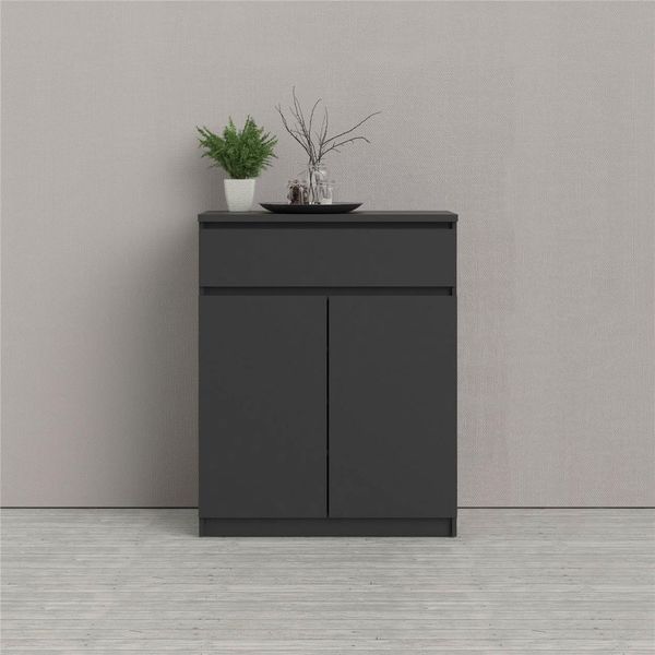 Kommode Home Affaire "Naia", Schwarz, B:80,4Cm H:100,4Cm T:40Cm, Holzwerkstoff, Sideboards, Kommode, Abgerundete Schubladenkanten Auf Metallgleiter, Breite 80,2 Cm-image