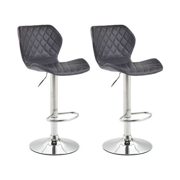 CLP 2Er Set Barhocker Cork Kunstleder Chrom Farbe:Schwarz;Gestell Farbe:Chrom-image
