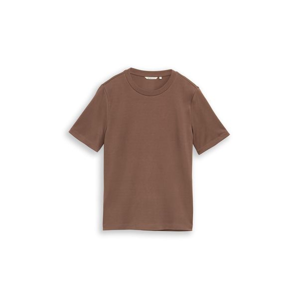 Tom Tailor Denim Damen Loose Fit T-Shirt, Braun, Uni, Gr. XL-image