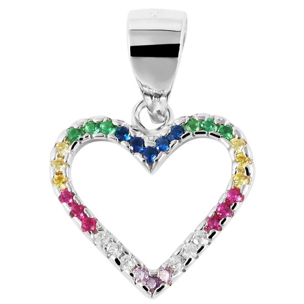 KettenanhäNger Adelia´s "Stylischer Herz AnhäNger Aus 925 Sterling Silber", Bunt, SchmuckanhäNger, Damen, Silber 925 (Sterlingsilber), KettenanhäNger-image