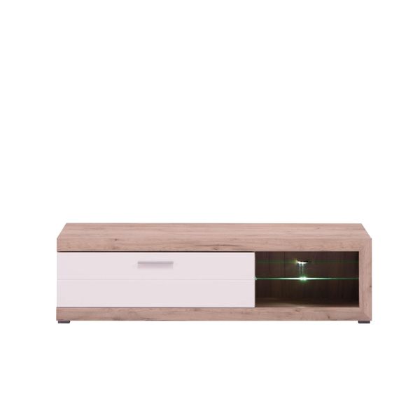Lowboard Inosign "Remo Tv-Kommode", Weiß (Grau Eiche, Weiß Hochglanz), B:160Cm H:45Cm T:34Cm, Sideboards, Lowboard, Tv-Kommode Mit Led-Beleuchtung, Breite 160 Cm-image
