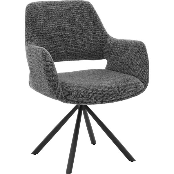 Esszimmerstuhl Musterring, Graphit, Schwarz, Graphit, B:62Cm H:83Cm T:62Cm, Eisen, Stoff, StüHle, Esszimmerstuhl, Gestell Eisen Schwarz, 180 Drehbar, RüCkholmechanik, SH 48 Cm-image
