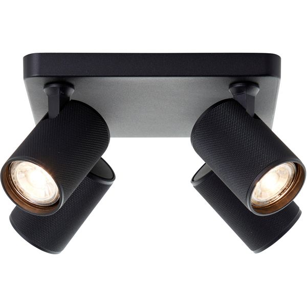 Brilliant Deckenstrahler "Marty", Braun (Sand Schwarz), 4, H: 12Cm, 1 Stk., Leuchten, Spotplatte Schwenkbar, 22 X 22 Cm, GU10, 345Lm, Schwarz, Deckenstrahler-image