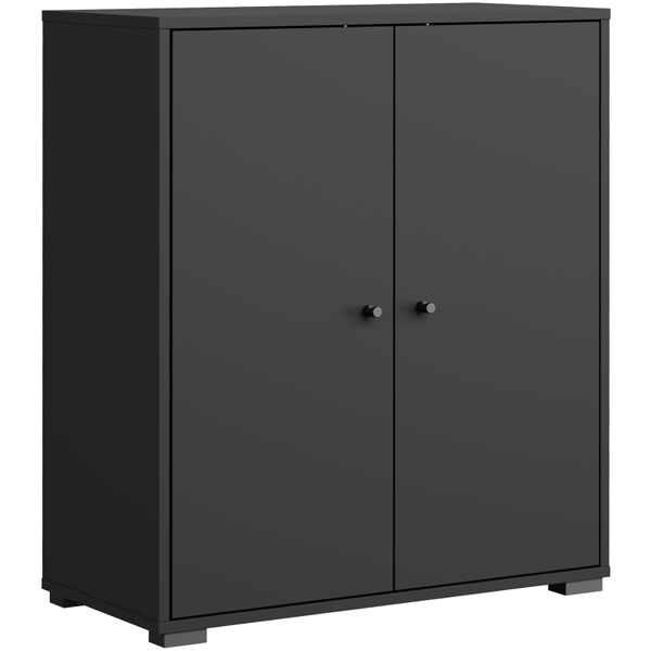 Schuhschrank Home Affaire "Schuhkommode Dino", Graphite Schwarz Matt, B:70Cm H:80Cm T:33Cm, Fsc-Zertifizierter Holzwerkstoff, SchräNke, Schuhschrank, Stauraum Mit 2 TüRen Und Verstellbaren EinlegeböDen, Breite 70 Cm-image