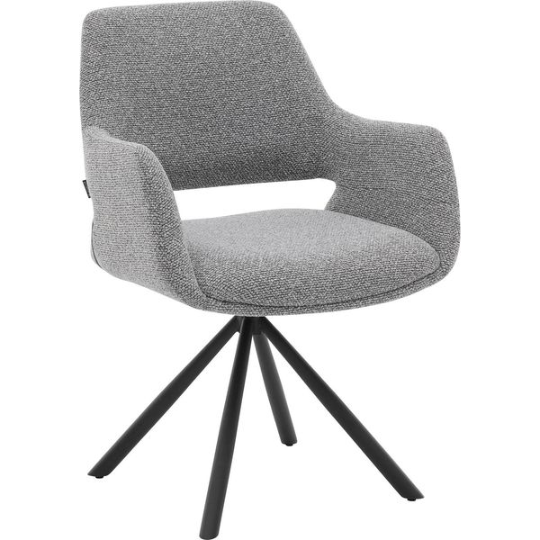 Esszimmerstuhl Musterring, Grau, Schwarz, Grau, B:62Cm H:83Cm T:62Cm, Eisen, Stoff, StüHle, Esszimmerstuhl, Gestell Eisen Schwarz, 180 Drehbar, RüCkholmechanik, SH 48 Cm-image