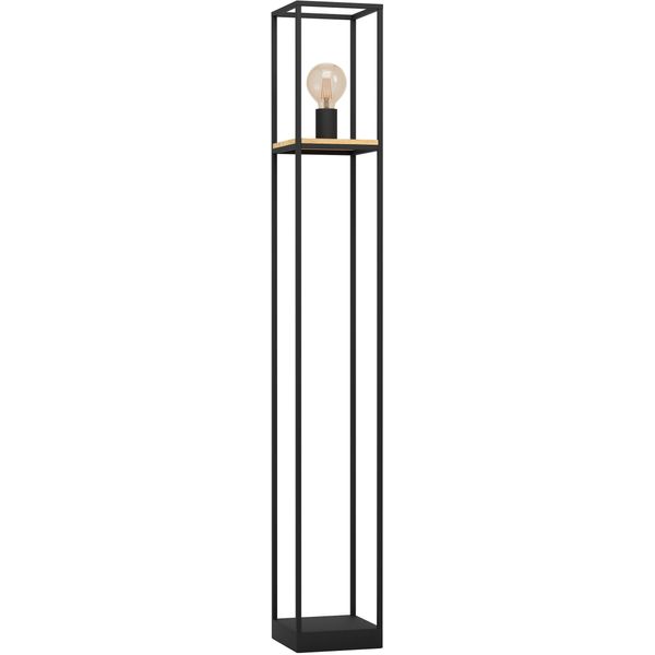 Eglo Stehlampe "Libertad Stehlampe, Stahl Und Holz, IP20, E27, Wohnzimmerlampe, Lampe", Braun (Schwarz, Braun), H: 128,5Cm, 1 Stk., Leuchten, Stehleuchte, L18 X B18 X H128,5 Cm, Schwarz, Braun, 1X40W Exkl., Stehlampe-image