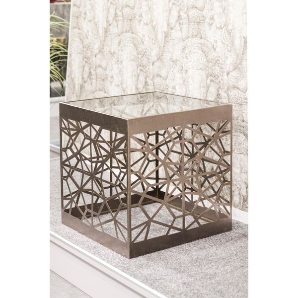 Beistelltisch Haku "Sofatisch, Wohnzimmertisch", Braun (Kupfer, Kupfer, Kupfer), B:50Cm H:50Cm T:50Cm, Tische, Beistelltisch, Quadratisch - Aus Metall Kupfer B/T/H 50/50/50 Cm-image
