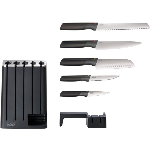 Messerblock Joseph Joseph "Elevate", Schwarz (Edelstahlfarben, Schwarz), MesserblöCke, Messerblock, 5 Messer Mit Klingen Aus Japanischem Edelstahl, MesserschäRfer-image