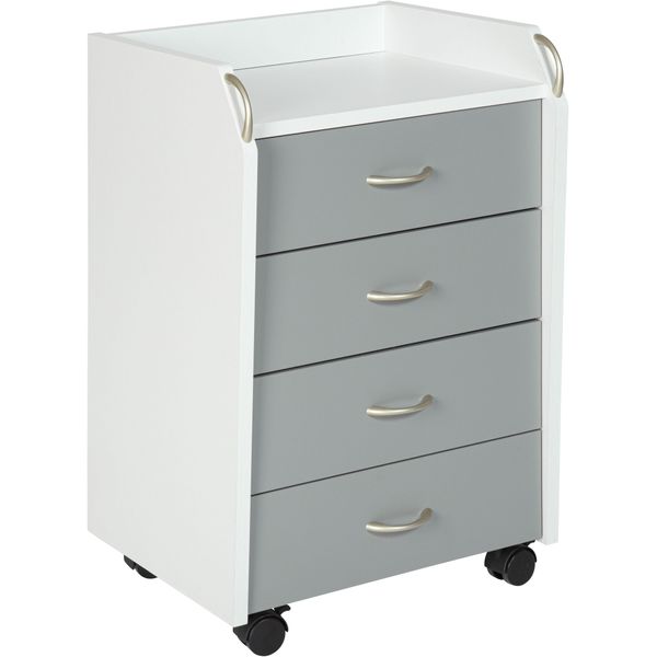 Rollcontainer Inter Link "Pronti 4 Schubladen, BüRo & Homeoffice Stauraum, BüRocontainer Modern", Grau (Weiß, Grau), B:40Cm H:65Cm T:36Cm, Holzwerkstoff, Rollwagen, Rollcontainer, Auf Rollen, Mobil & Praktisch, Bxtxh: 40 X 36 X 65 Cm-image