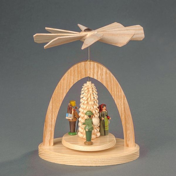 Weihnachtspyramide Albin Preissler "WäRmespiel Mit FöRster, Reisigfrau Und Waldarbeiter", Beige (Natur), B:11Cm H:13Cm T:7Cm, Massivholz, Weihnachtspyramiden, Weihnachtspyramide, Handwerkskunst Aus Dem Erzgebirge, Weihnachtsdeko Aus Holz-image