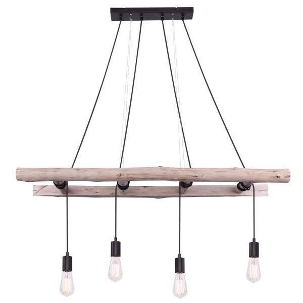 Globo Lighting HäNgeleuchte "Irmgard", Naturfarben, 4, H: 192Cm, 1 Stk., Leuchten, HäNgeleuchte Holz/Schwarz, HöHenküRzbar, E27, HäNgeleuchte-image