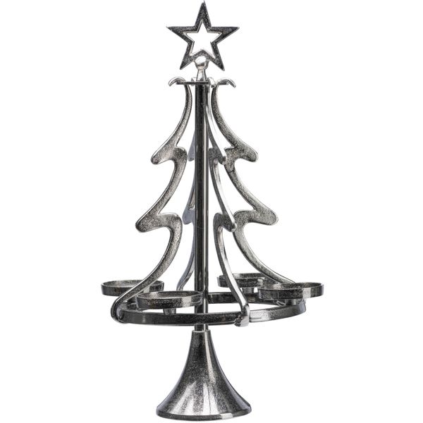 Adventsleuchter Otto Home "Tannenbaum, Weihnachtsdeko", Grau (Anthrazit), H:86Cm Ø:48Cm, Aluminium, Kerzenhalter, KerzenstäNder Aus Aluminium, HöHe 86 Cm-image