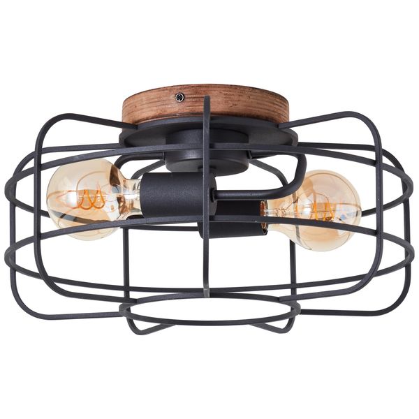 Brilliant Deckenleuchte "Gwen", Schwarz (Antik Holz, Schwarz Korund), 2, Ø 40Cm H: 20Cm, 1 Stk., Leuchten, D 40 Cm, E27, Holz/Metall, Braun/Schwarz Korund, Deckenleuchte-image