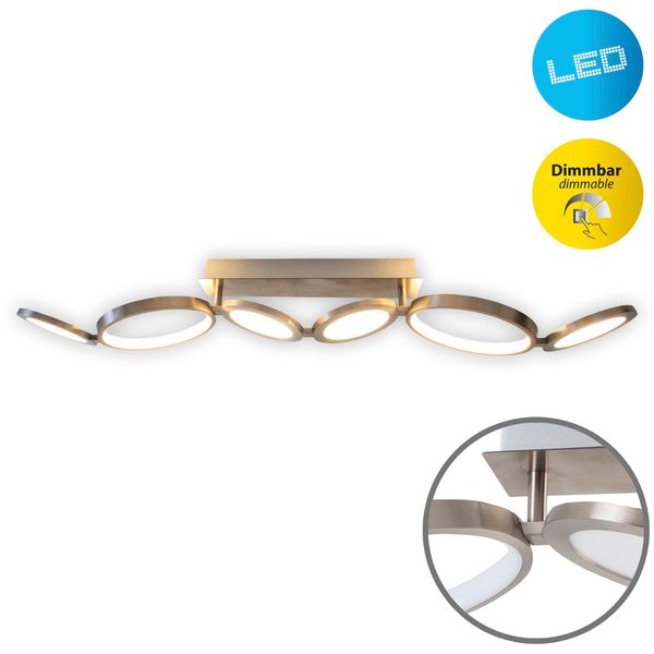 Näve LED Deckenleuchte "Stelari", Silber (Silberfarben), 1, H: 14Cm, 1 Stk., Leuchten, 3 Stufen Dimmbar Per Wandschalter, Diskusoptik, LED Warmweiß, L:100Cm, LED Deckenleuchte-image