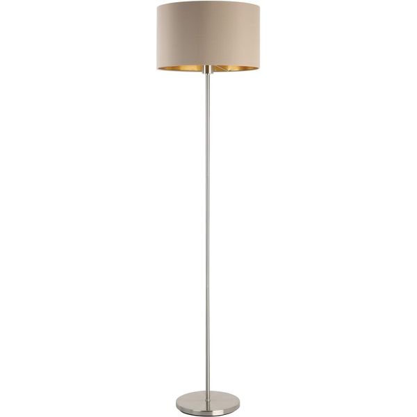 Eglo Stehlampe "Maserlo Stehlampe - Stahl - E27 - 1X60W - IP20", Nickel, Matt, 1, Ø 38Cm H: 151Cm, 1 Stk., Leuchten, Standleuchte, Wohnzimmer, Schlafzimmer, Esszimmer, H151 X Ø38 Cm, Stehlampe-image