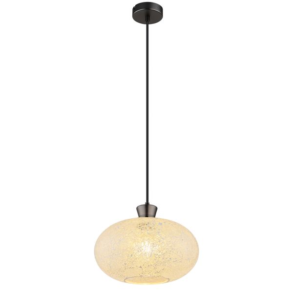 Globo Lighting HäNgeleuchte "Brokana", Gold (Schwarz, Chromfarben Matt), 1, Ø 30Cm H: 120Cm, 1 Stk., Leuchten, HäNgeleuchte FüR Esszimmer Mosaik Modern, HäNgeleuchte-image