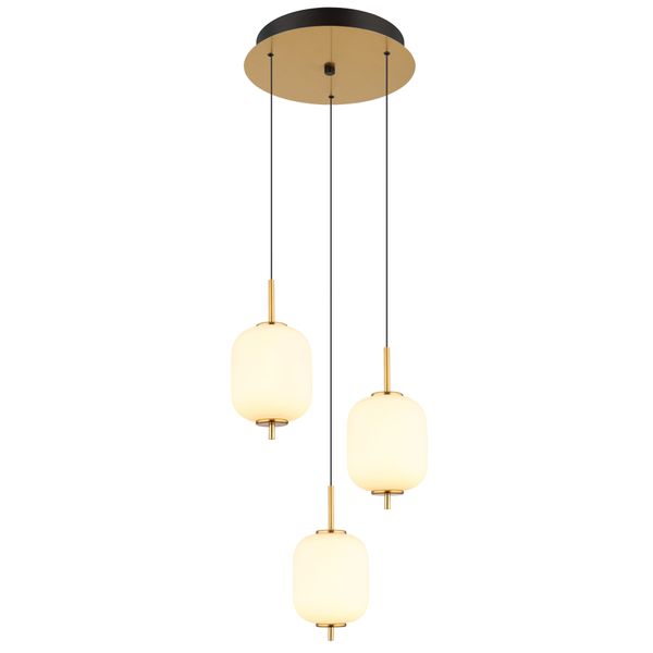 Globo Lighting LED Pendelleuchte "Ewald", Messingfarben, 1 Stk., Leuchten, HäNgelampe/HäNgeleuchte/Glas Opal/HöHenverstellbar/Messingfarben, LED Pendelleuchte-image