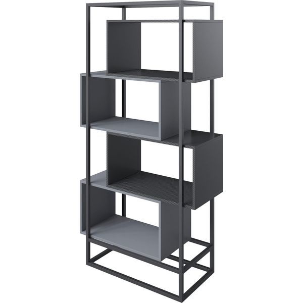 BüCherregal Phoenix, Schwarz, B:87Cm H:163,5Cm T:38Cm, Holzwerkstoff, Metall, Regale, BüCherregal-image