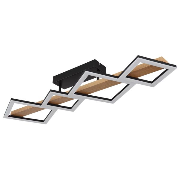 Globo Lighting LED Deckenleuchte "Dustin", Braun (Schwarz, Natur), H: 13Cm, 1 Stk., Leuchten, Deckenlampe, Holz, Unterschiedliche Quadrate, Wohnbereich, LED Deckenleuchte-image