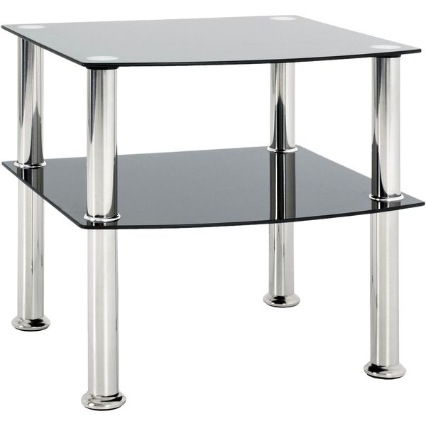 Beistelltisch Haku "Sofatisch, Wohnzimmertisch", Schwarz (Silber, Silber, Silber), B:45Cm H:44Cm T:45Cm, Tische, Beistelltisch, Quadratisch - Aus Edelstahl Silber B/T/H 45/45/44 Cm-image