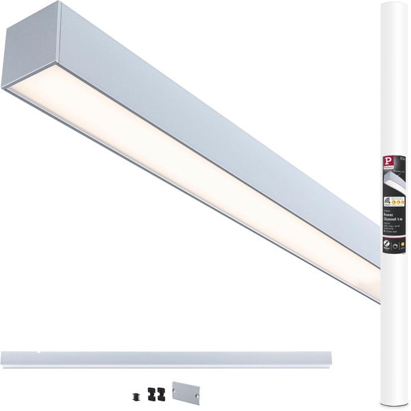 Paulmann Schienensystem-Leuchten "Linion Einspeisung Zigbee 3.0 Power Channel 1M", Grau (Chromfarben), H: 4Cm, 1 Stk., Leuchten, Smart Home-image