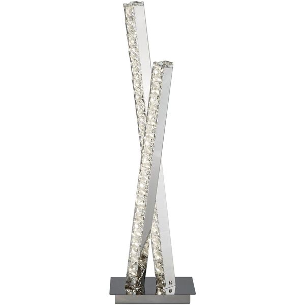 Searchlight LED Tischleuchte "Clover 2Lt Led-Tischleuchte - Chrom & Klarer Kristall", Energieeffizienz: G (A-G), Silber (Chromfarben), H: 56Cm, 1 Stk., Leuchten, LED Tischleuchte-image