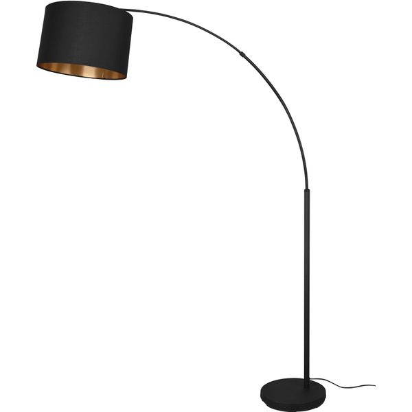 Reality Leuchten Stehlampe "Bolivia", Schwarz (Schwarz Matt), 1, Ø 35Cm H: 171Cm, 1 Stk., Leuchten, Stehleuchte Schwarz-Gold FußSchalter Exkl 1Xe27 Max 10W, HöHe 171 Cm, Stehlampe-image