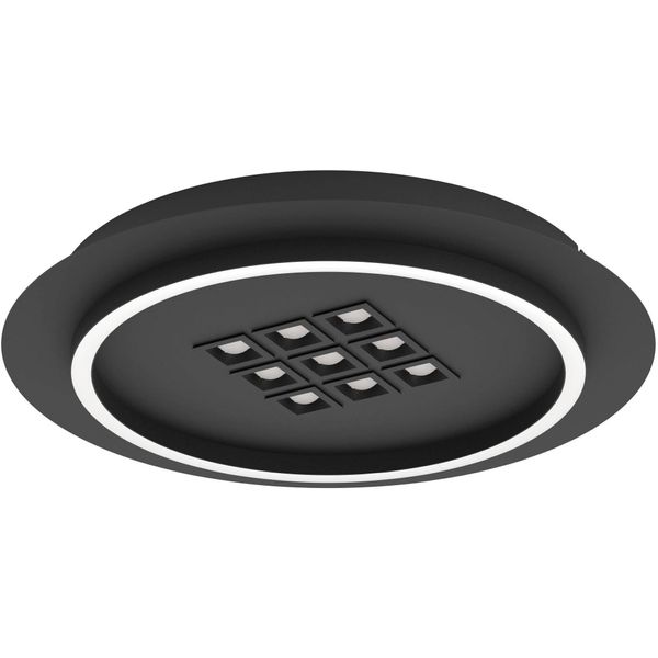 Eglo Deckenleuchte "Balazote Deckenlampe Rund Aus Metall Und Konststoff Lampe BüRolampe", Schwarz, 10, Ø 38Cm H: 5Cm, 1 Stk., Leuchten, Wand-/Deckenleuchte - H5 X Ø38 Cm - Schwarz - 1X20,5W;9X0,9W Inkl., Deckenleuchte-image