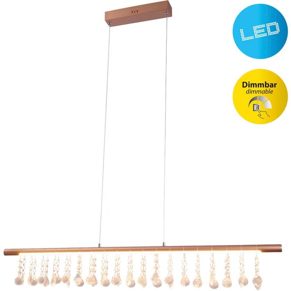Näve LED Pendelleuchte "Nobilis", Gold, 1, 1 Stk., Leuchten, HäNgeleuchte, Dimmbar, Warmweiß, L: 100Cm, Gold, LED Pendelleuchte-image