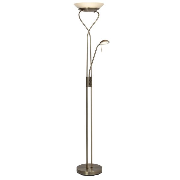 Brilliant LED Deckenfluter "Ollie", Grau (Messingfarben), 2, Ø 32Cm H: 180Cm, Leuchten, Lesearm, H 180Cm, Dimmbar, 2500Lm, Warmweiß, Antik Messingfarben, LED Deckenfluter-image
