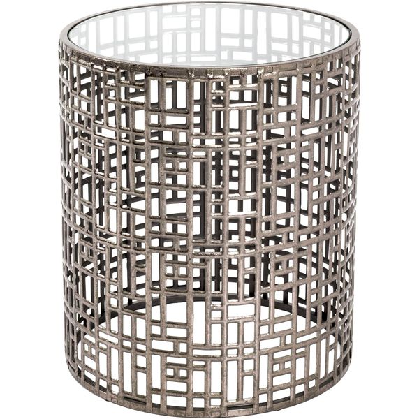 Beistelltisch Haku "Sofatisch, Wohnzimmertisch", Gold (Silber, Silber, Silber), B:38Cm H:45Cm T:38Cm, Tische, Beistelltisch, Zylindrisch - Aus Metall Silber B/T/H //45 Cm-image
