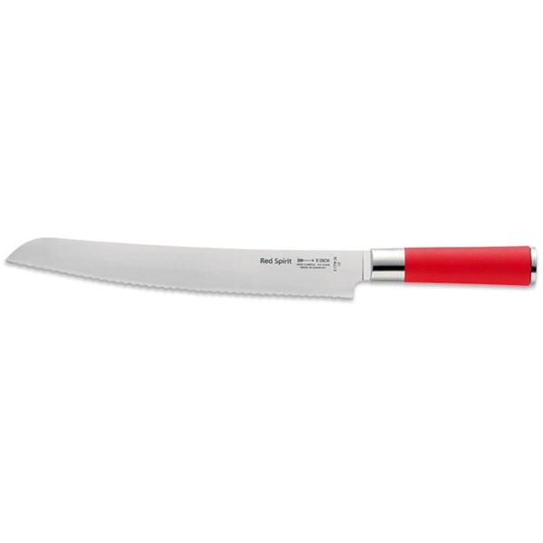 Brotmesser F. Dick "Red Spirit", Rot (Edelstahlfarben, Rot), KlingenläNge 26Cm, X50 Crmov15 Klingenstahl, Kochmesser, Brotmesser, 26 Cm, Wellenschliff-image